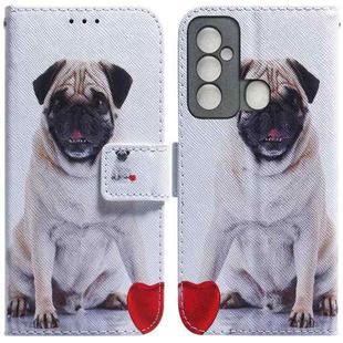 For Tecno Spark 6 GO Coloured Drawing Leather Phone Case(Pug)