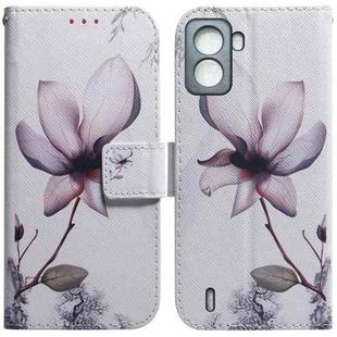 For Tecno Pop 6 No Fingerprints Coloured Drawing Leather Phone Case(Magnolia Flower)