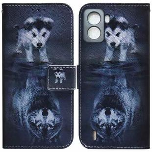 For Tecno Pop 6 No Fingerprints Coloured Drawing Leather Phone Case(Wolf and Dog)