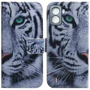 For Tecno Pop 6 No Fingerprints Coloured Drawing Leather Phone Case(Tiger)