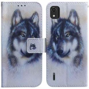 For Nokia C2 2nd Edition Coloured Drawing Leather Phone Case(White Wolf)