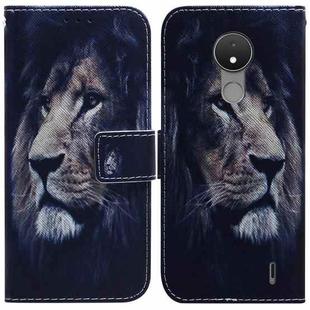 For Nokia C21 Coloured Drawing Leather Phone Case(Lion)