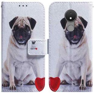 For Nokia C21 Coloured Drawing Leather Phone Case(Pug)