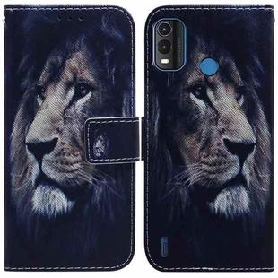 For Nokia G11 Plus Coloured Drawing Leather Phone Case(Lion)