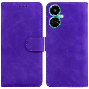 For Tecno Camon 19 Skin Feel Pure Color Flip Leather Phone Case(Purple)