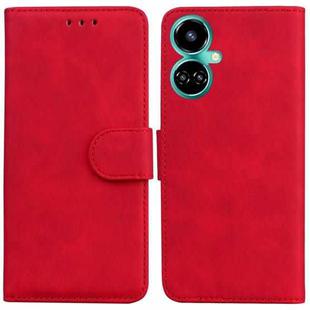 For Tecno Camon 19 Skin Feel Pure Color Flip Leather Phone Case(Red)