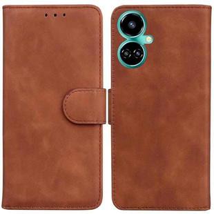For Tecno Camon 19 Pro 5G Skin Feel Pure Color Flip Leather Phone Case(Brown)