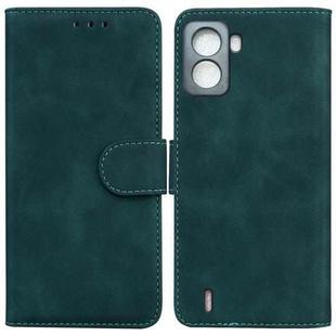 For Tecno Pop 6 No Fingerprints Skin Feel Pure Color Flip Leather Phone Case(Green)