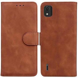 For Nokia C2 2nd Edition Skin Feel Pure Color Flip Leather Phone Case(Brown)