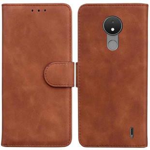 For Nokia C21 Skin Feel Pure Color Flip Leather Phone Case(Brown)