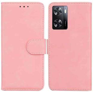 For OPPO A57 2022 4G/A57 2022 5G/Realme Q5i/Realme V23 5G/Realme Narzo 50 5G/A77 5G Skin Feel Pure Color Flip Leather Phone Case(Pink)