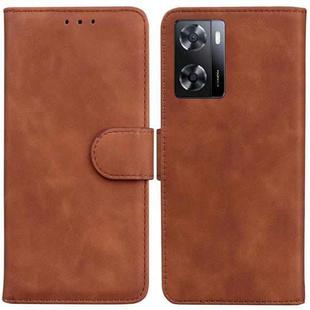 For OPPO A57 2022 4G/A57 2022 5G/Realme Q5i/Realme V23 5G/Realme Narzo 50 5G/A77 5GSkin Feel Pure Color Flip Leather Phone Case(Brown)