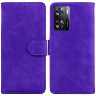 For OPPO A57 2022 4G/A57 2022 5G/Realme Q5i/Realme V23 5G/Realme Narzo 50 5G/A77 5G Skin Feel Pure Color Flip Leather Phone Case(Purple)