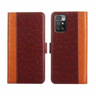 For Xiaomi Redmi 10 Ostrich Texture Flip Leather Phone Case(Brown)
