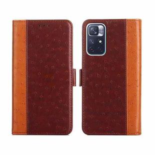For Xiaomi Redmi Note 11 5G / Poco M4 Pro 5G Ostrich Texture Flip Leather Phone Case(Brown)
