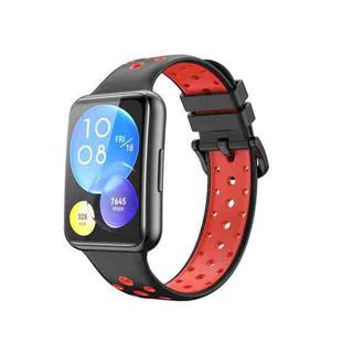 For Huawei Watch Fit 2 Two-color Silicone Watch Band(Black+Red)