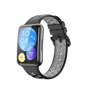 For Huawei Watch Fit 2 Two-color Silicone Watch Band(Black+Grey)