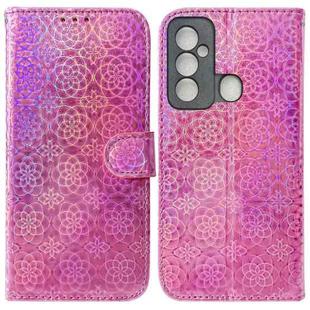 For Tecno Spark 6 GO Colorful Magnetic Buckle Leather Phone Case(Pink)