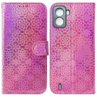 For Tecno Pop 6 No Fingerprints Colorful Magnetic Buckle Leather Phone Case(Pink)