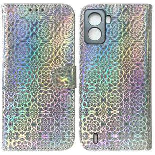 For Tecno Pop 6 No Fingerprints Colorful Magnetic Buckle Leather Phone Case(Silver)