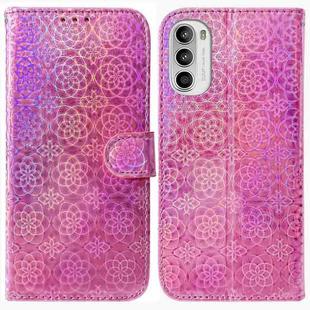 For Motorola Moto G62 5G Colorful Magnetic Buckle Leather Phone Case(Pink)