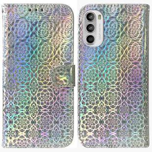 For Motorola Moto G62 5G Colorful Magnetic Buckle Leather Phone Case(Silver)