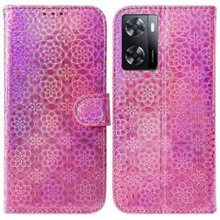 For OPPO A57 2022 4G/A57 2022 5G/Realme Q5i/Realme V23 5G/Realme Narzo 50 5G/A77 5G Colorful Magnetic Buckle Leather Phone Case(Pink)