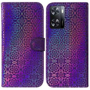 For OPPO A57 2022 4G/A57 2022 5G/Realme Q5i/Realme V23 5G/Realme Narzo 50 5G/A77 5G Colorful Magnetic Buckle Leather Phone Case(Purple)