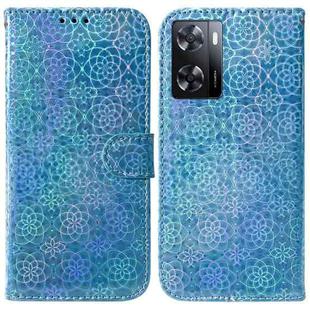 For OPPO A57 2022 4G/A57 2022 5G/Realme Q5i/Realme V23 5G/Realme Narzo 50 5G/A77 5G Colorful Magnetic Buckle Leather Phone Case(Blue)