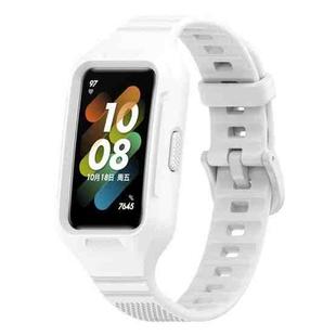 For Huawei Band 8 / Huawei Band 7 / Honor Band 6 Universal Integrated Silicone Watch Band(White)