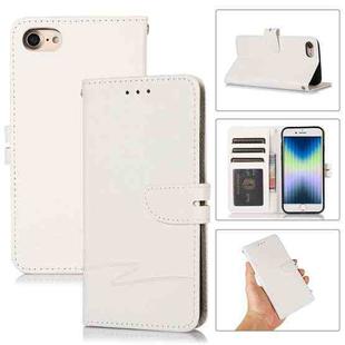 For iPhone SE 2022 / SE 2020 / 8 / 7 Cross Texture Horizontal Flip Leather Phone Case(White)