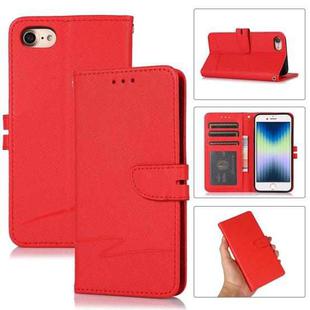 For iPhone SE 2022 / SE 2020 / 8 / 7 Cross Texture Horizontal Flip Leather Phone Case(Red)