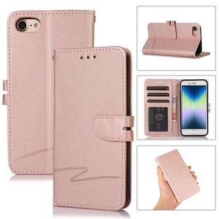 For iPhone SE 2022 / SE 2020 / 8 / 7 Cross Texture Horizontal Flip Leather Phone Case(Pink)