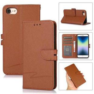 For iPhone SE 2022 / SE 2020 / 8 / 7 Cross Texture Horizontal Flip Leather Phone Case(Brown)