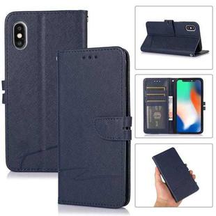 For iPhone X / XS Cross Texture Horizontal Flip Leather Phone Case(Dark Blue)