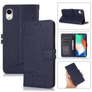 For iPhone XR Cross Texture Horizontal Flip Leather Phone Case(Dark Blue)