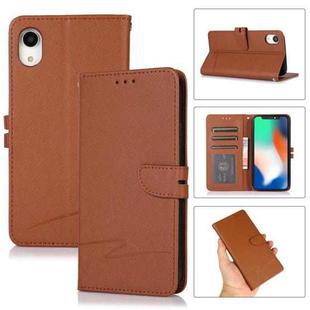 For iPhone XR Cross Texture Horizontal Flip Leather Phone Case(Brown)
