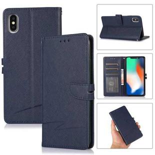 For iPhone XS Max Cross Texture Horizontal Flip Leather Phone Case(Dark Blue)