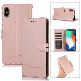 For iPhone XS Max Cross Texture Horizontal Flip Leather Phone Case(Pink)