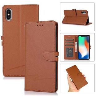 For iPhone XS Max Cross Texture Horizontal Flip Leather Phone Case(Brown)