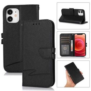 For iPhone 12 mini Cross Texture Horizontal Flip Leather Phone Case (Black)