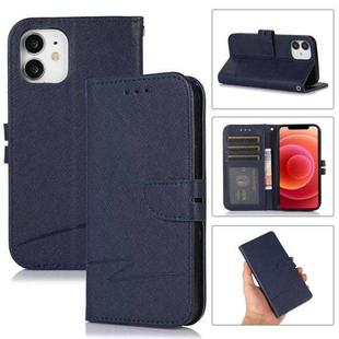 For iPhone 12 mini Cross Texture Horizontal Flip Leather Phone Case (Dark Blue)