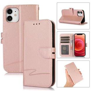 For iPhone 12 mini Cross Texture Horizontal Flip Leather Phone Case (Pink)