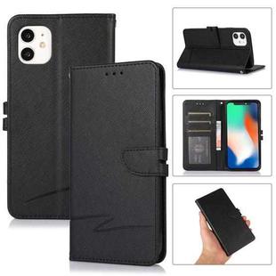 For iPhone 12 Cross Texture Horizontal Flip Leather Phone Case(Black)