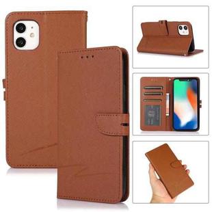 For iPhone 12 Cross Texture Horizontal Flip Leather Phone Case(Brown)