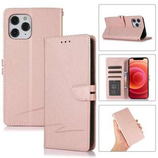For iPhone 12 Pro Cross Texture Horizontal Flip Leather Phone Case(Pink)