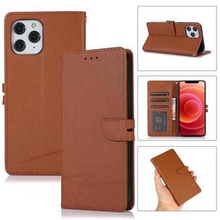 For iPhone 12 Pro Cross Texture Horizontal Flip Leather Phone Case(Brown)
