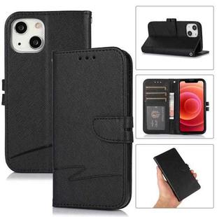 For iPhone 13 mini Cross Texture Horizontal Flip Leather Phone Case (Black)
