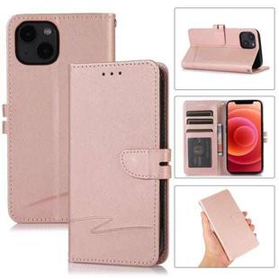 For iPhone 13 Cross Texture Horizontal Flip Leather Phone Case(Pink)