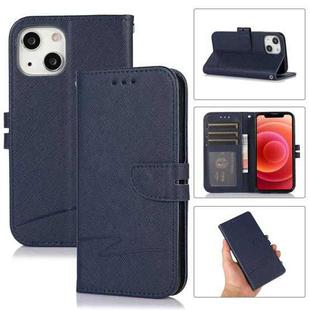 For iPhone 13 Pro Cross Texture Horizontal Flip Leather Phone Case (Dark Blue)